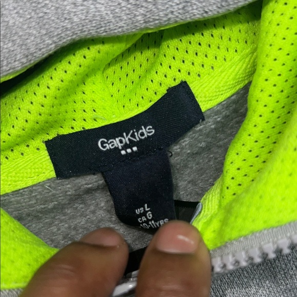 GAP Kids Gray Hoodie with Neon Green Accents - Picture 2 of 8